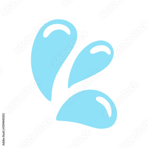 Doodle water drop,hand drawn sweat tear. Blue liquid splash icon with soft shapes and rounded droplets. Ideal for skincare, weather, eco, hydration, cartoon style UI elements.