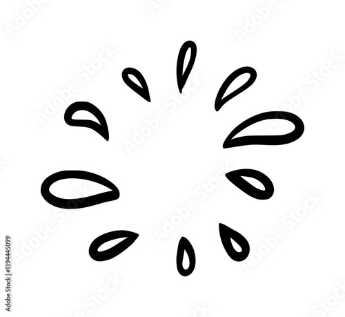 Doodle water drop,hand drawn sweat tear. Liquid Splash in cartoon style. Minimalist water splash icon with soft shapes and rounded droplets. Perfect for skincare, weather, eco, hydration