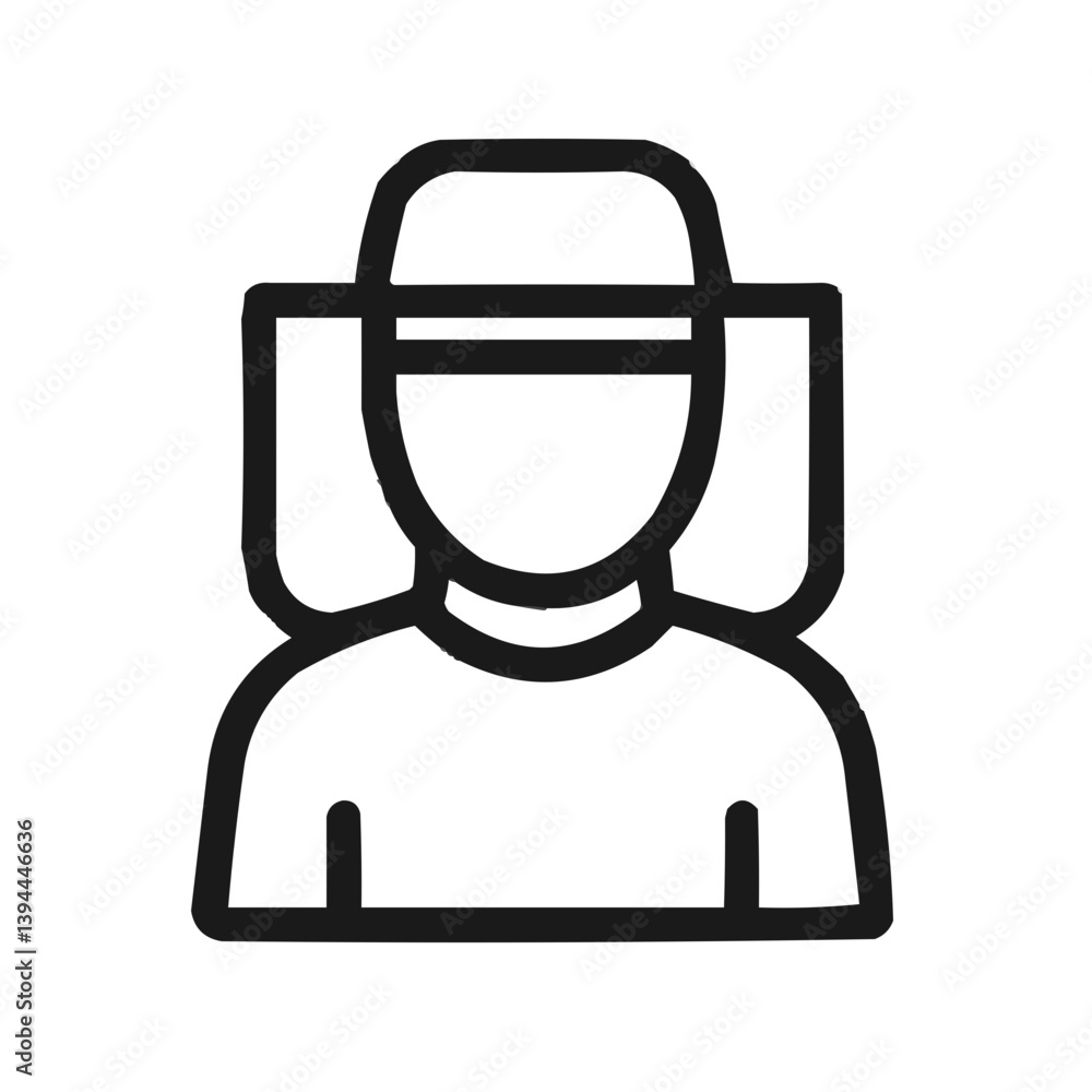 Minimalist beekeeper icon in protective hat isolated on white background Minimalist beekeeper icon in protective hat isolated on white background