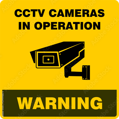 Warning, CCTV camera in operation, sign vector