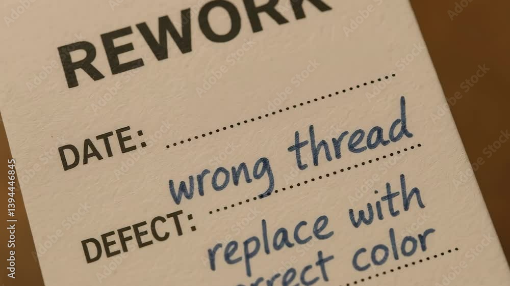 Rework and repair are essential due to defects like wrong thread that must be replaced to correct project quality assurance. Rework and repair are essential due to defects like wrong thread that must be replaced to correct project quality assurance.