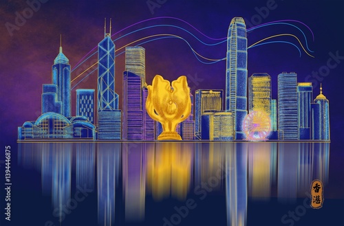 Photography Vector graphics of travel scenes in various Chinese cities with golden style