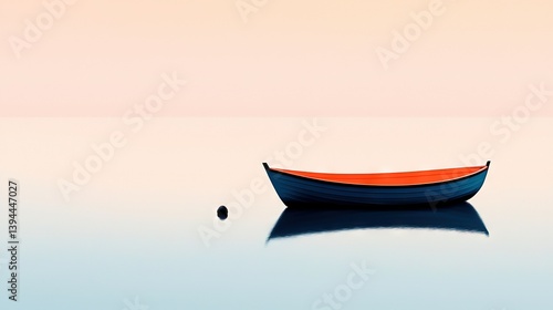   A small boat floats on top of a body of water, adjacent to another small boat in the center