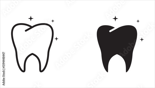 Tooth icon set. Dental clinic logo. Human teeth vector illustration. Dentistry logo. Oral hygiene concept. Dentist sign. Molar tooth enamel symbol. Simple isolated tooth pictogram design.