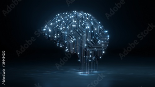 Futuristic Digital Brain Made of Glowing AI Circuitry