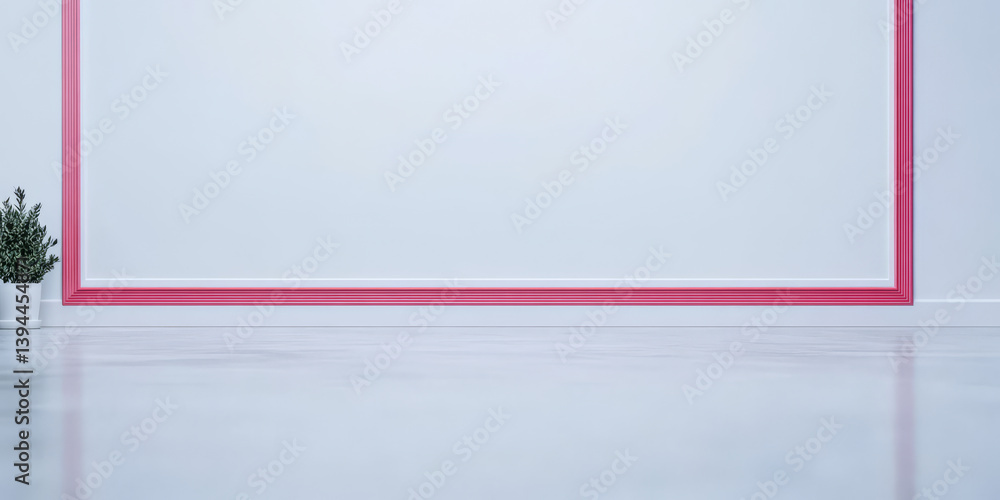 Fototapeta premium Bright and minimalistic interior with pink accents and simple plant decoration