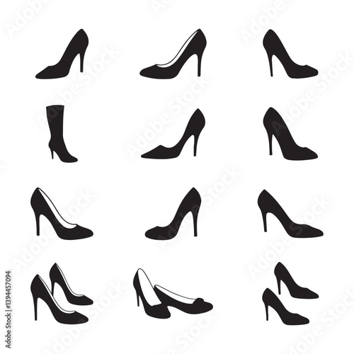 trendy footwear design vector icon set
