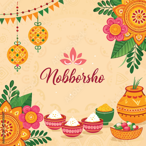 Shuvo Noboborso with beautiful background