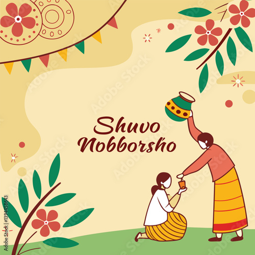 Shuvo Noboborso with beautiful background
