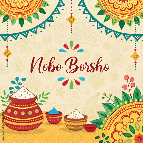 Shuvo Noboborso with beautiful background