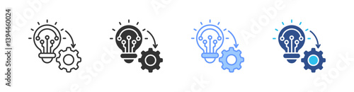 Implementation Multi Style Icon Set Vector 