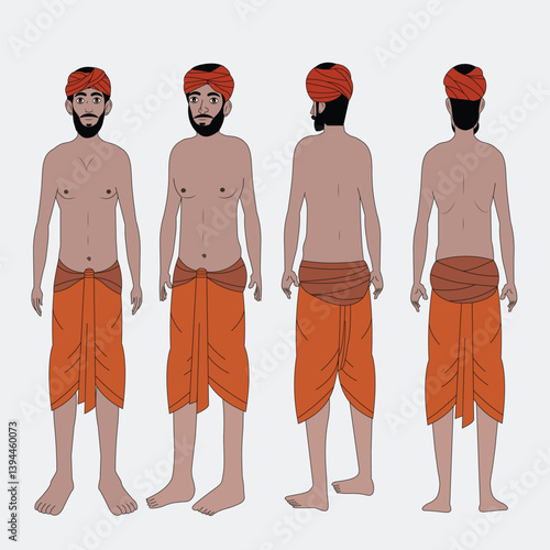 Indian village poor man cartoon character design. village poor man