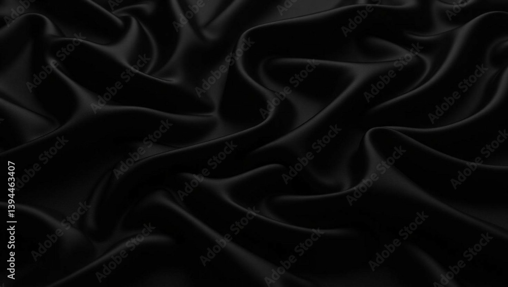 Obraz premium Luxury Black Silk Fabric Drapes with Shadow Play