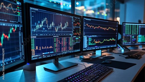 Wallpaper Mural Dynamic stock market analysis with digital display for financial investment analysis Torontodigital.ca