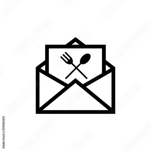 Email marketing icon for food and restaurant. Newsletter and email subscribe icon flat design.