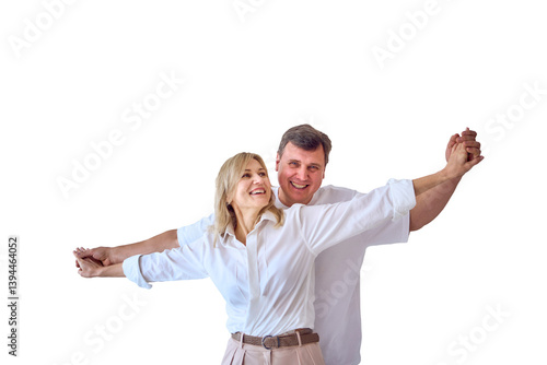 portrait of a beautiful middle-aged couple png, isolated,