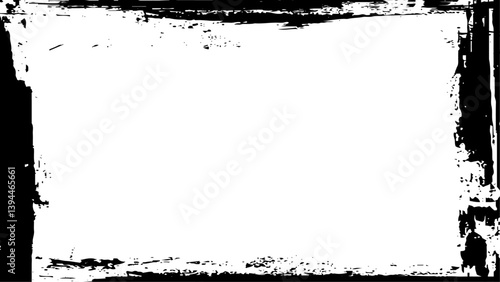 Detailed textured grunge frame. Textures are separate objects. Black and white grunge frame background. Lots of small scratches and splats.