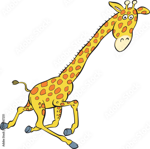 Cartoon cute bow-legged giraffe.