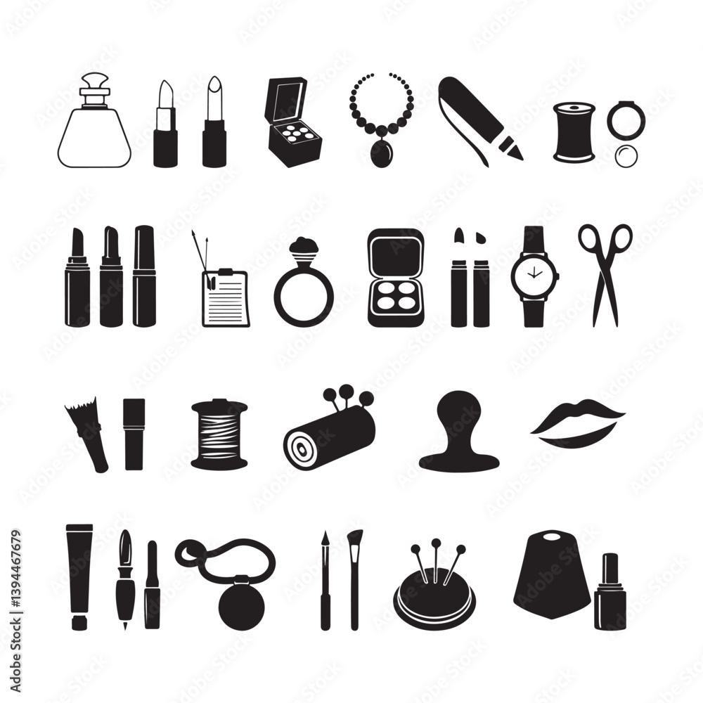 Fototapeta premium cosmetics and beauty item vector set