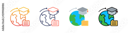 Global Learning Multi Style Icon Set Vector 
