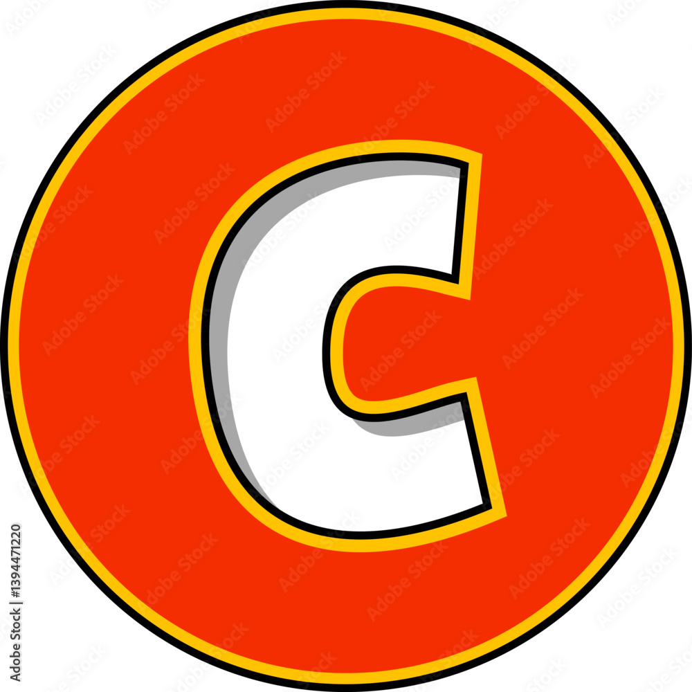 Circle Cut Letter Vector Element Alphabet C Circle Cut Letter Vector Element Alphabet C