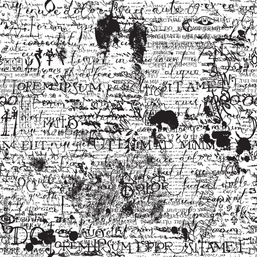 Abstract seamless pattern of English letters and shabby collage of newspaper clippings. Vector background with Latin letters in vintage style. Suitable for wallpaper, wrapping paper, t-shirt design