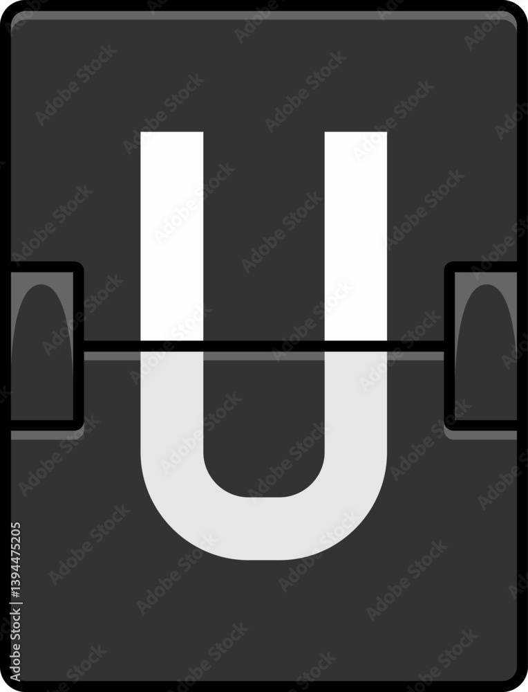 Flip Board Letter Vector Element Alphabet U Flip Board Letter Vector Element Alphabet U