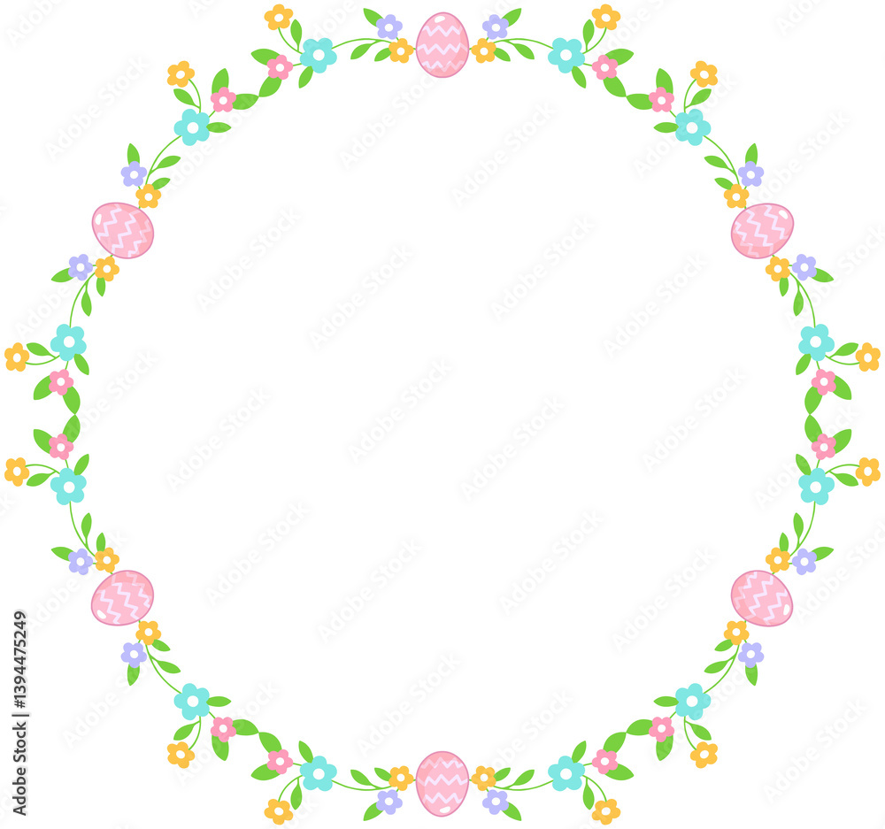 Fototapeta premium Easter Egg Floral Wreath Frame 
