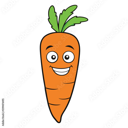 Smiling Cartoon Carrot with Happy Face Cute Vegetable Character Illustration for Kids, Healthy Food, or Funny Farm Designs