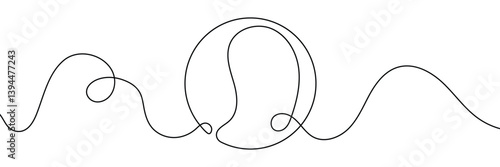 single line drawing of tennis ball. equipment one continuous line art, tennis ball continuous line. continuous one line drawing tennis ball. sport concept, illustration of tennis ball moving 