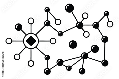 Minimalist Network Diagram – Abstract Visualization of Connected Nodes and Data Relationships in Modern Digital Communication and Social Systems.