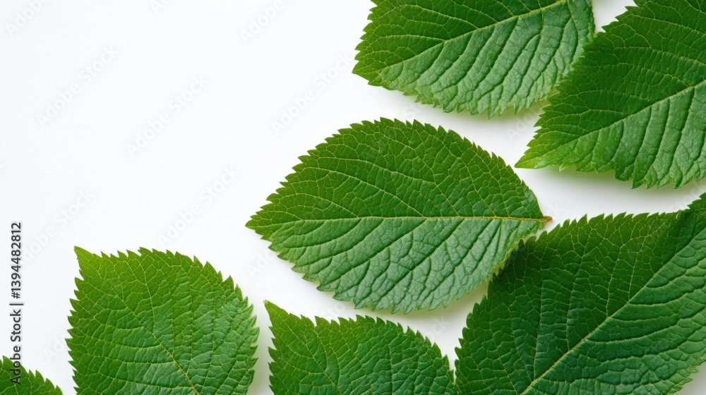 Green leaves on white background Green leaves on white background
