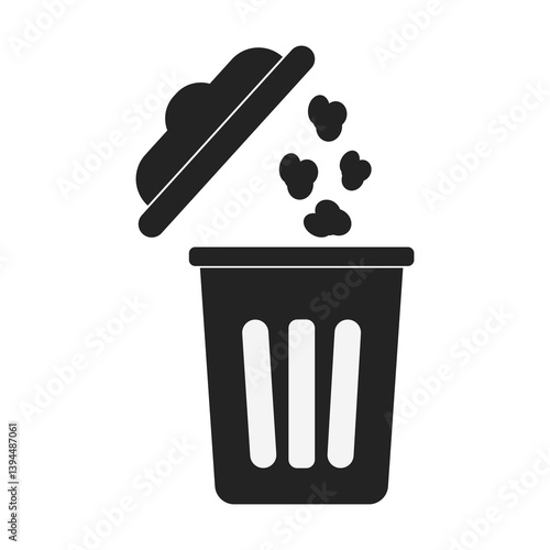 Isolated illustration silhouette trash. Garbage rubish bin waste junk