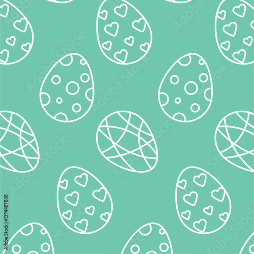 white easter eggs on aquamarine background pattern