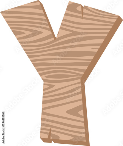 Wood Letter Vector Element Alphabet Y