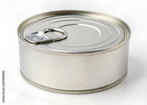 
silver colored tin can, round, isolated on white background