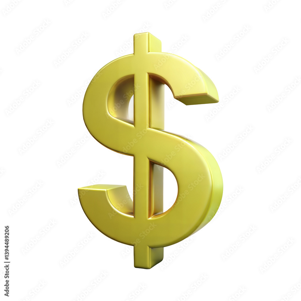 3d dollar sign isolated on transparent background. Cartoon plastic style 3d dollar sign isolated on transparent background. Cartoon plastic style