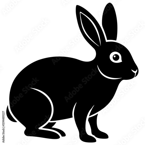black rabbit vector illustration
