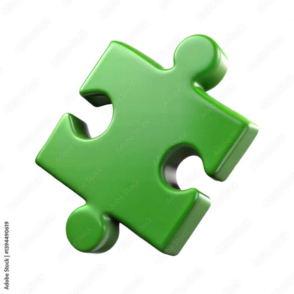 3d green jigsaw puzzle piece isolated on transparent background. 3d green jigsaw puzzle piece isolated on transparent background.