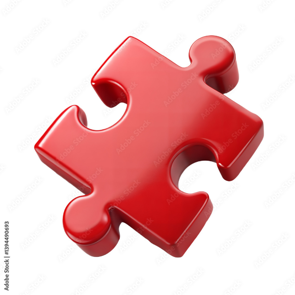 3d red jigsaw puzzle piece isolated on transparent background. 3d red jigsaw puzzle piece isolated on transparent background.