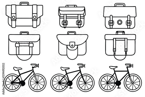 cycling bike pannier line art functional and practical cycling.