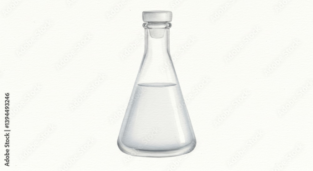 Modern Frosted Glass Flask Bottle - Minimalist design, laboratory aesthetic, cosmetic container, white cap, clear liquid. Symbolizes purity, science, precision, elegance, and simplicity Modern Frosted Glass Flask Bottle - Minimalist design, laboratory aesthetic, cosmetic container, white cap, clear liquid. Symbolizes purity, science, precision, elegance, and simplicity