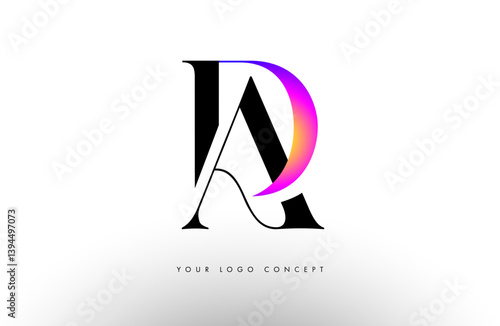 Obraz na płótnie Elegant AD logo concept icon design with serif font and purple blue neon colors. w salonie