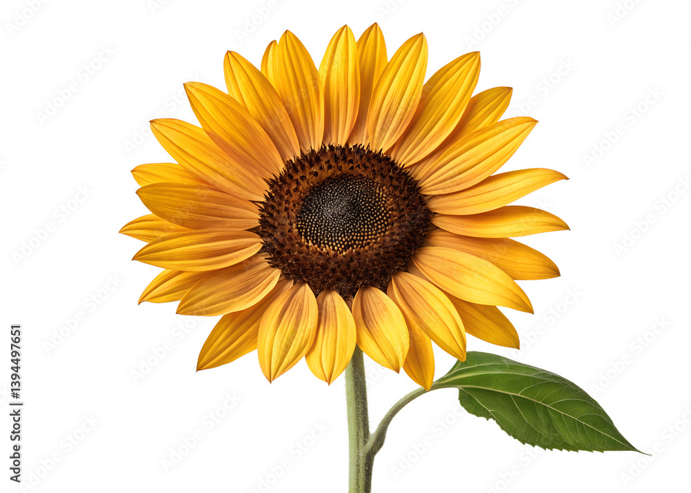 Obraz premium Bright Sunflower Bloom, Vibrant Yellow Flower, Cheerful Floral Accent, Fresh Nature Decor