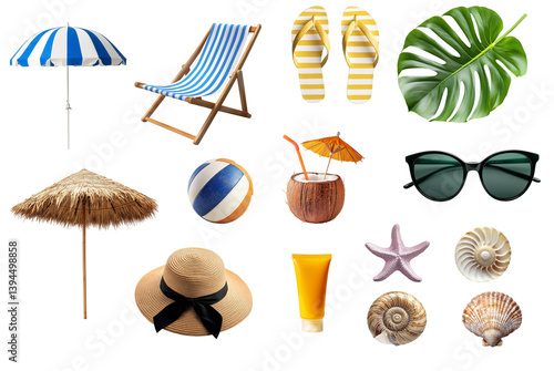 Fototapeta Naklejka Na Ścianę i Meble -  beach icons set