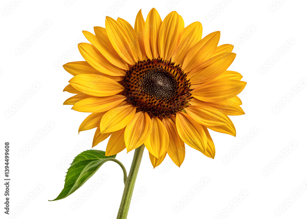 Fototapeta premium Bright Sunflower Bloom, Vibrant Yellow Flower, Cheerful Floral Accent, Fresh Nature Decor