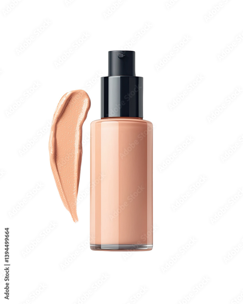 Luxurious foundation bottle with cream swatch. isolated on a white background. Luxurious foundation bottle with cream swatch. isolated on a white background.