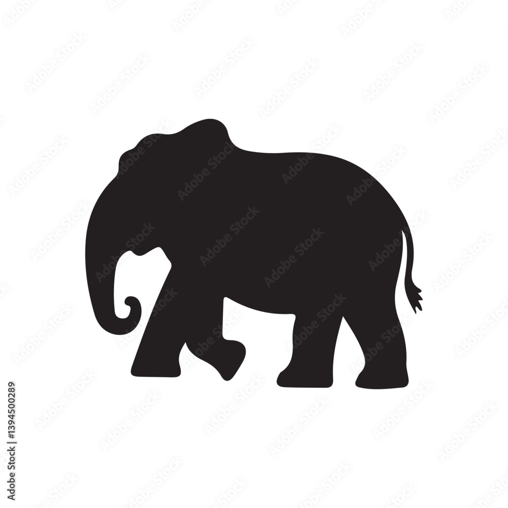 Obraz premium Elephant Silhouette Majestic Wildlife Vector Art.