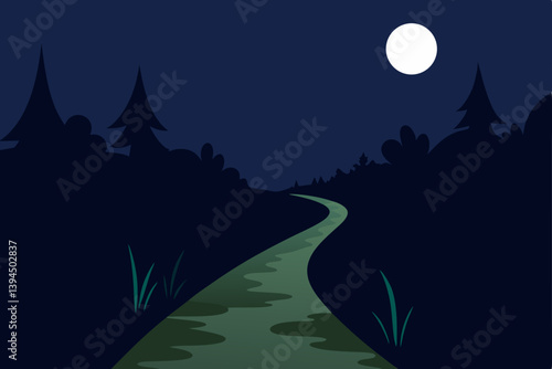 night landscape with trees
