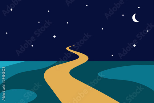 night landscape with moon